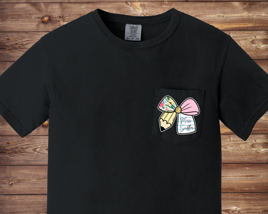 Teacher Custom Bow Pocket Tee